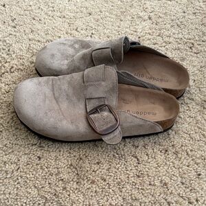 Madden Girl Tan Suede Buckle Clogs